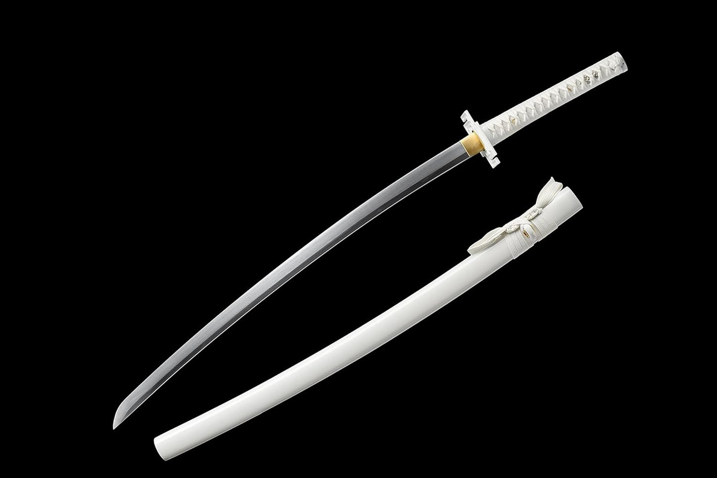 Ichigo Kurosaki, Full Tang 41 inch Cosplay Handmade Katana Sword, 1060 high Carbon Steel Black and White, Very Sharp -anime sword(White)