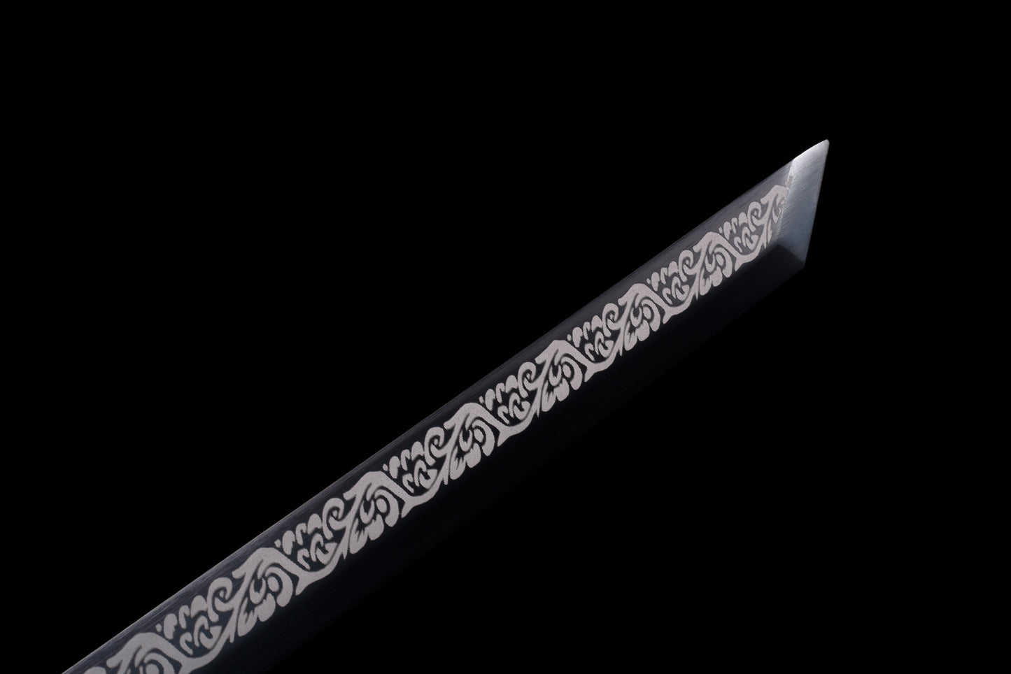 Handmade Ninjato Sword Spring steel steel black blade Full Tang black Scabbard - 39.7 in,Real katana sowrd