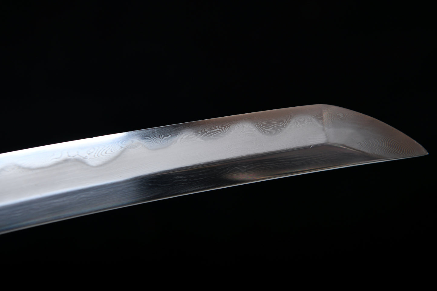 Handmade long 41-inch patterned steel forged blade combat — Oda Nobunaga - Damascus-style Tashi sword