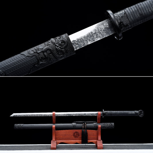 Handmade Ninjato Sword Spring steel Full Tang black Scabbard  - 42 in,Real katana sowrd