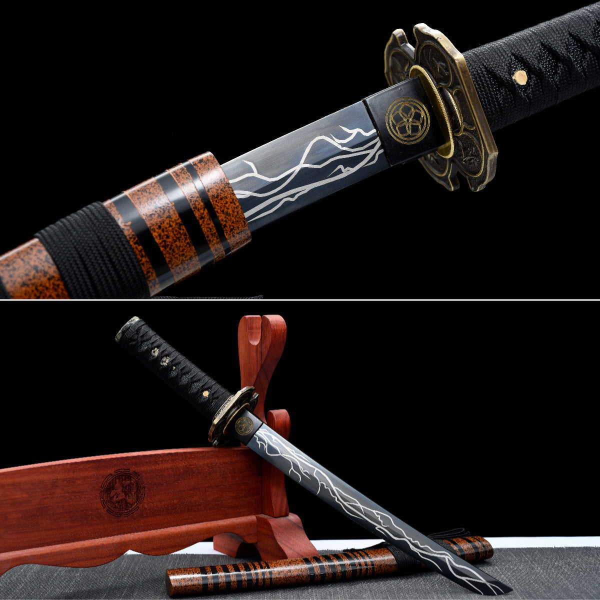 Handmade Full Tang Tanto Sword High manganese Black steel Blade With scabbard - 21 in,Real katana sowrd