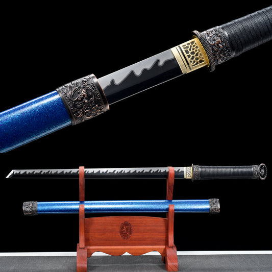 Handmade Ninjato Sword High manganese steel Full Tang Black blade,Real katana sowrd