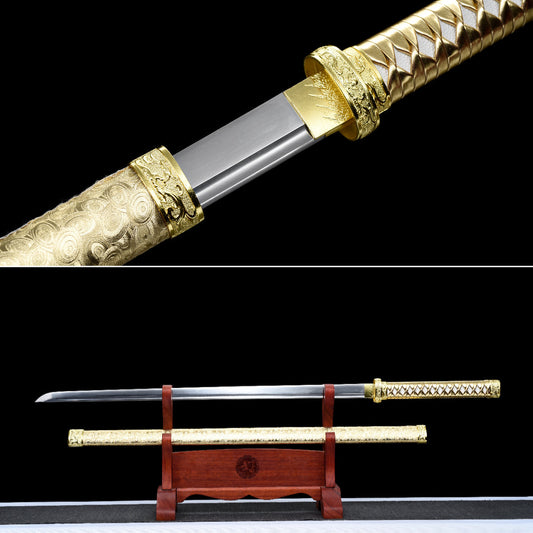 Handmade Ninja Sword High manganese steel blade full Tang gold sheath - 41 in,Real katana sowrd