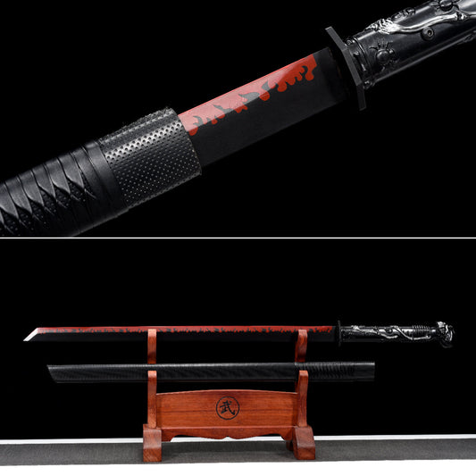 Handmade Ninjato Sword High manganese steel Full Tang black Scabbard  - 41 in,Real katana sowrd