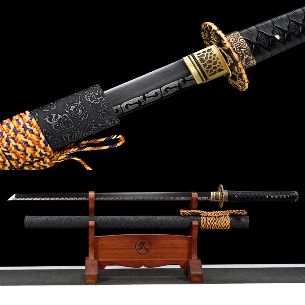 Handmade Ninjato Sword High manganese steel Full Tang Black blade,Real katana sowrd