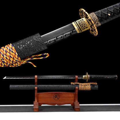 Handmade Ninjato Sword High manganese steel Full Tang Black blade,Real katana sowrd
