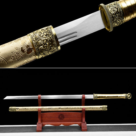 Handmade Ninjato Sword High manganese steel Full Tang gold Scabbard  - 41 in,Real katana sowrd