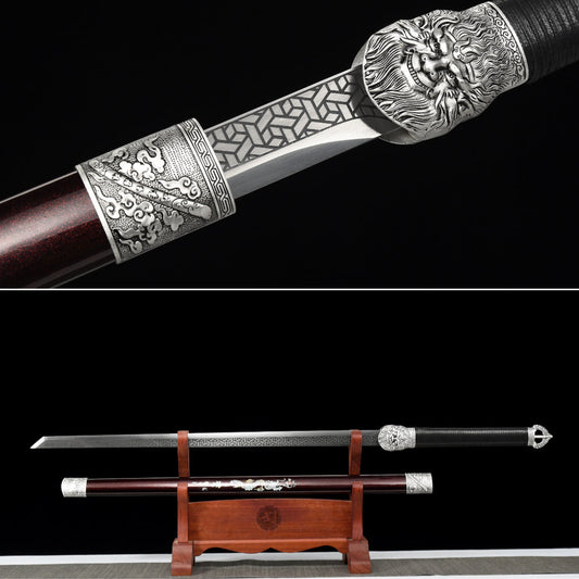 Handmade Ninjato Sword Spring steel steel Full Tang Red Scabbard  - ,Real katana sowrd