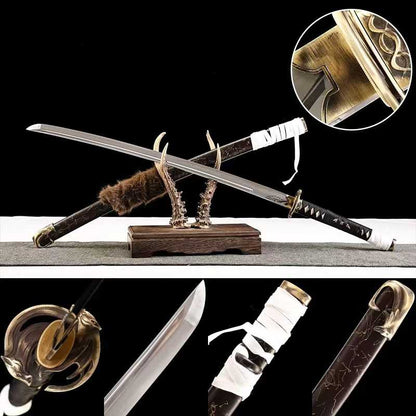 Ghost of Yangti Mountain Dutong Style Lone Wolf, handcrafted T10 steel 41-inch clay-tempered samurai swordGhost of Yangti Mountain, handcrafted T10 steel 41-inch clay-tempered samurai sword