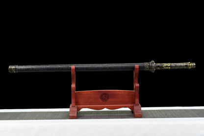 Handmade Ninjato Sword Spring steel steel black blade Full Tang black Scabbard  - 39.7 in,Real katana sowrd