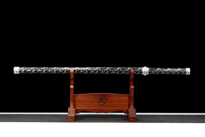 Handmade Ninja Sword High manganese steel Blue  blade full Tang blue Lightning theme sheath - 41 in,Real katana sowrd