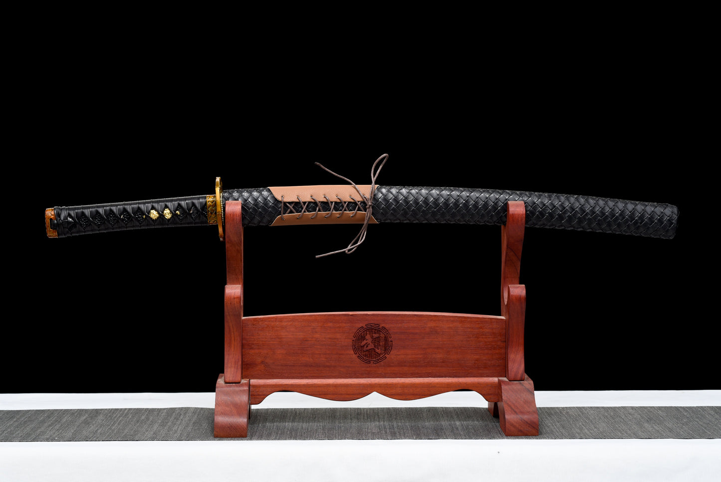 Handmade Wakizashi Sword High manganese steel With Black leather Scabbard - 31 in,Real katana sowrd