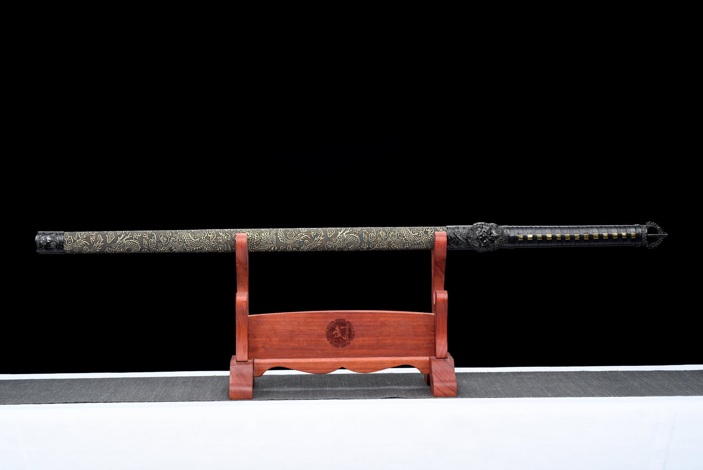 Handmade Ninjato Sword Damascus steel steel Full Tang Golden leather scabbard black cord handle ,Real katana sowrd