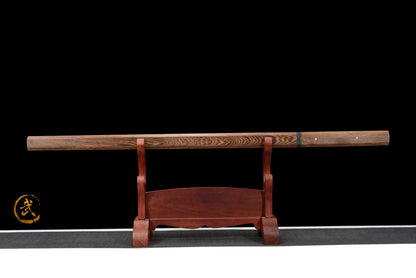 Handmade Ninja Sword High manganese steel blade full Tang Gold leather sheath - 42 in,Real katana sowrd