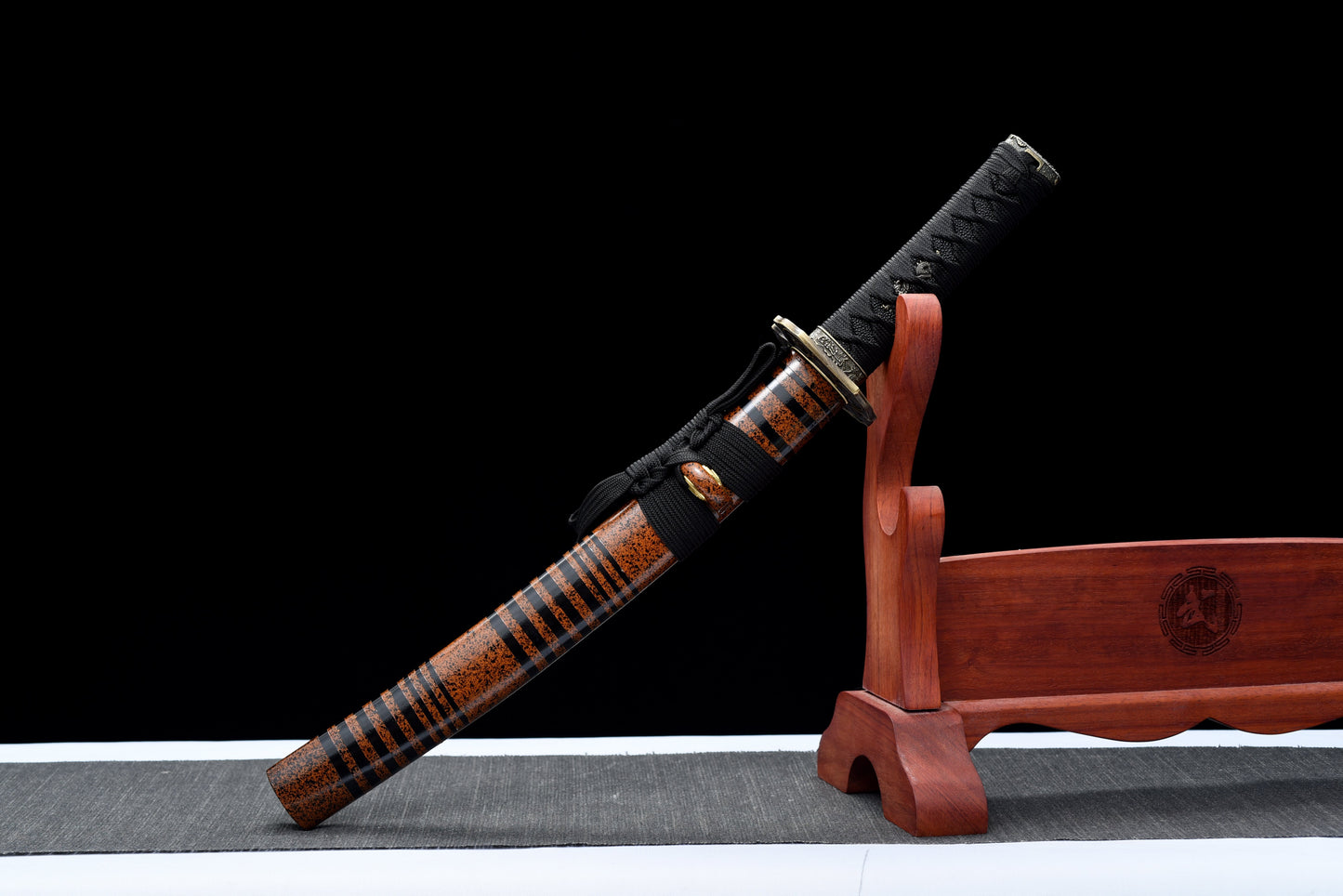 Handmade Full Tang Tanto Sword High manganese Black steel Blade With scabbard - 21 in,Real katana sowrd