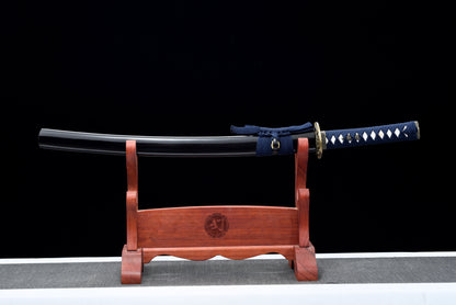 Handmade Wakizashi Sword 1045 high Carbon Steel With Blue Scabbard - 31 in,Real katana sowrd