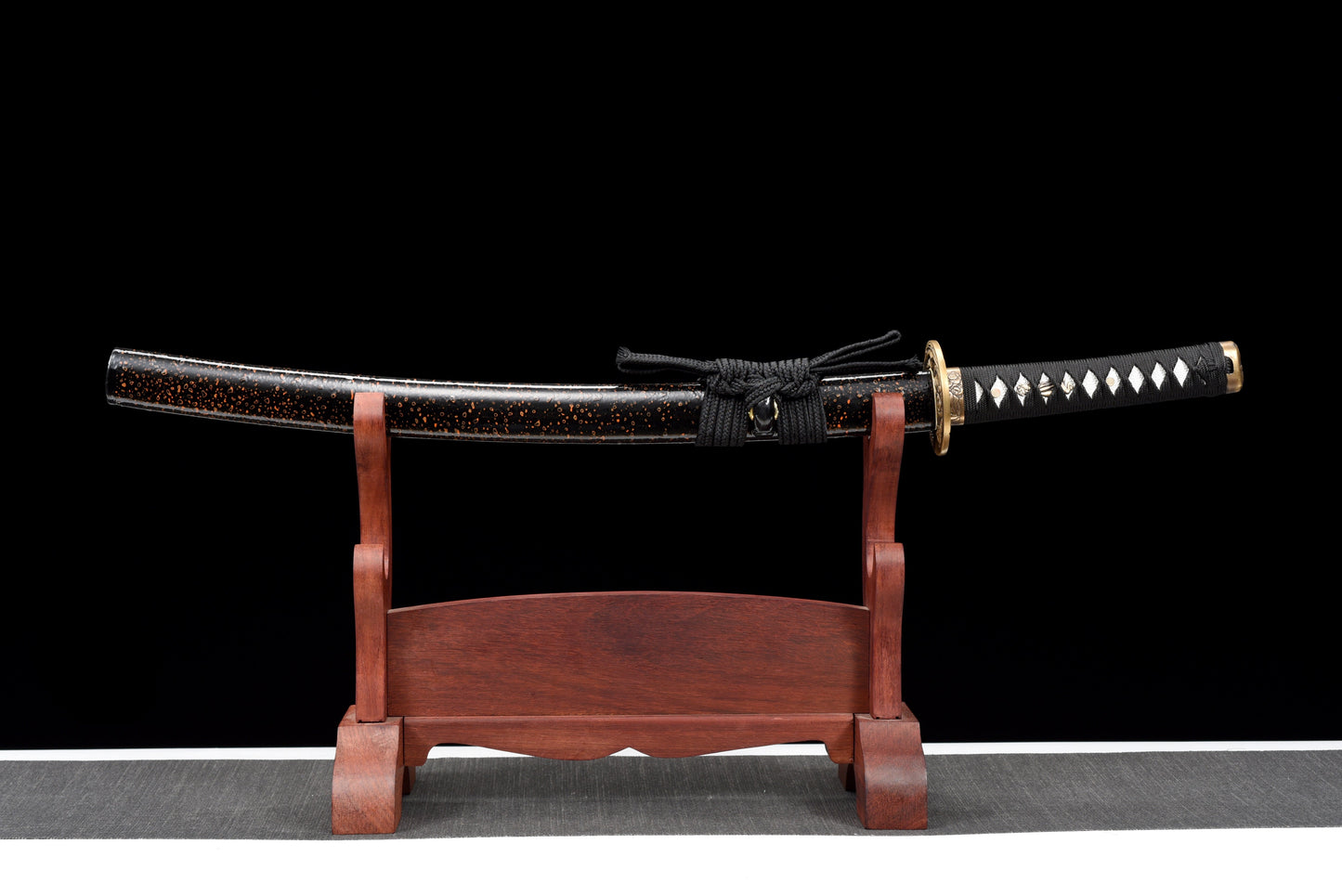 Handmade Wakizashi Sword  Blue Damascus steel With Black Scabbard - 31 in,Real katana sowrd