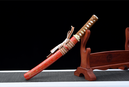 Handmade Full Tang Tanto Sword High manganese Red steel Blade With scabbard - 21 in,Real katana sowrd