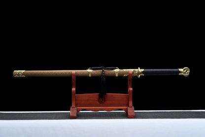 Handmade Ninja Sword High manganese steel blade full Tang Gold leather sheath - 42 in,Real katana sowrd