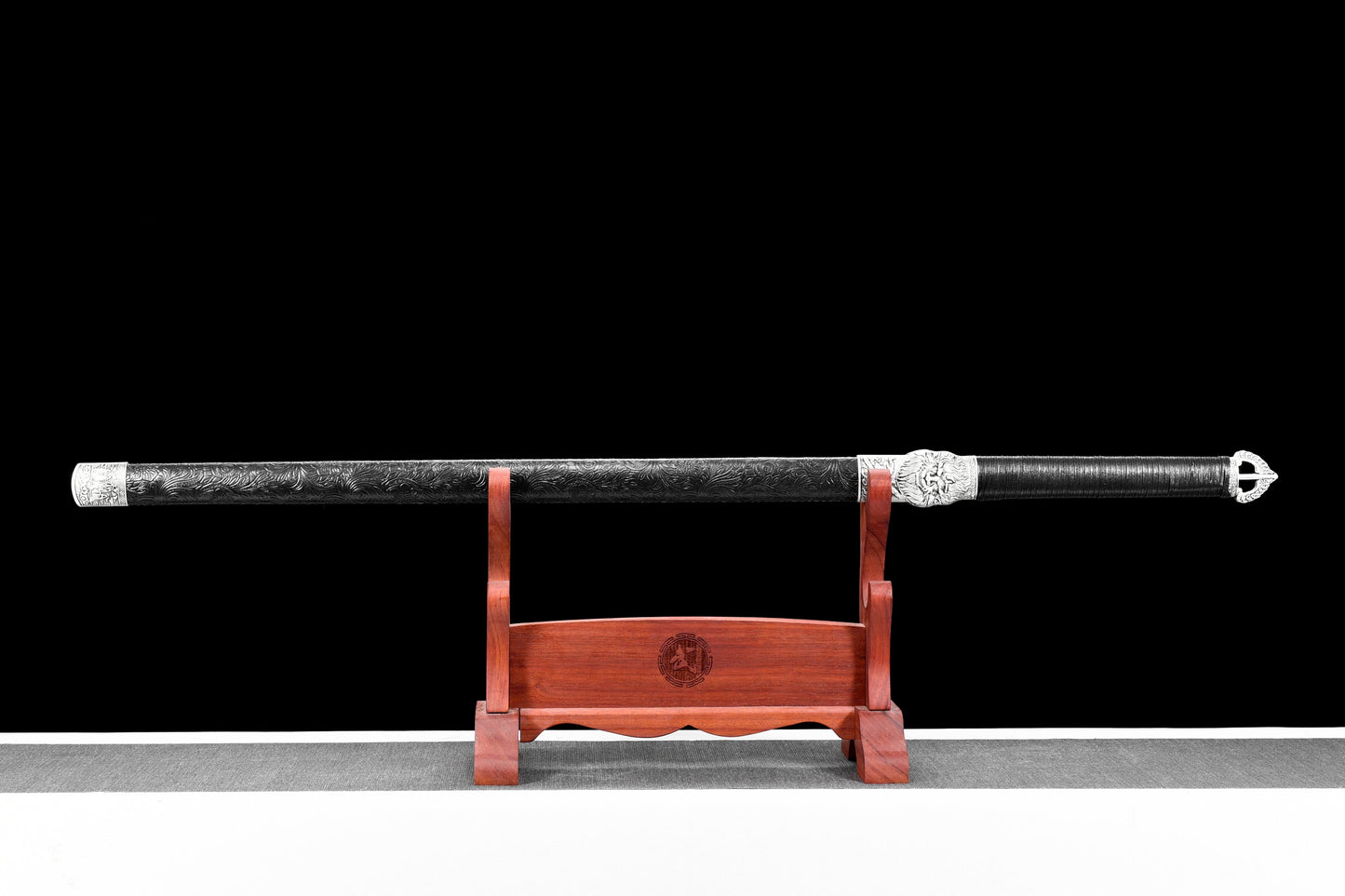 Handmade Ninja Sword Spring steel blue blade full Tang Black leather sheath - 42 in,Real katana sowrd