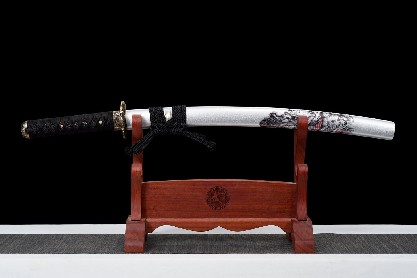 Handmade Wakizashi Sword Red Damascus steel With white leather Scabbard - 31 in,Real katana sowrd