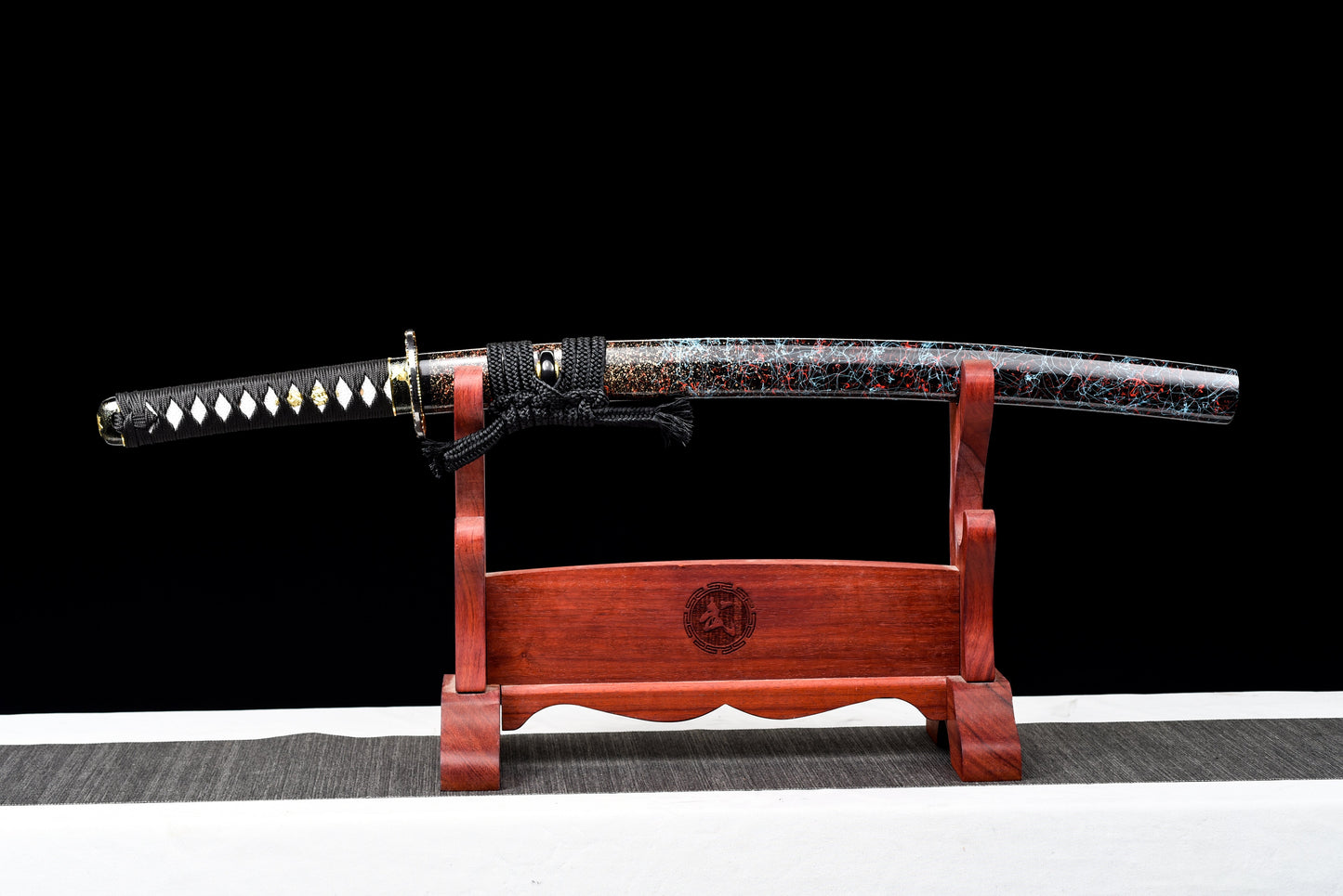 Handmade Wakizashi Sword  Red Damascus steel With Chroma Scabbard - 31 in,Real katana sowrd