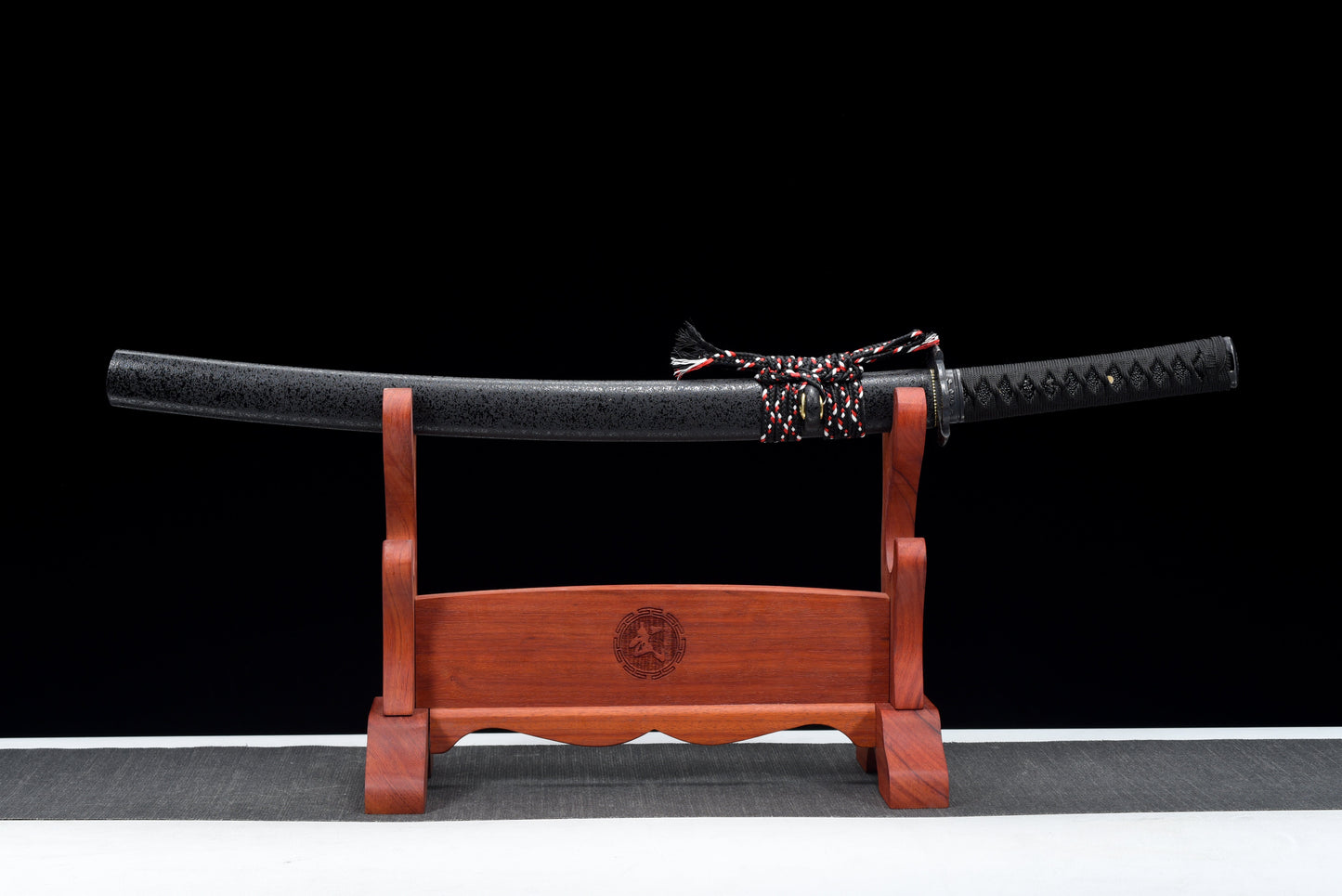 Handmade Full Tang Wakizashi Sword T10 Steel  Clay Tempered Blade Black scabbard - 31 in,Real katana sowrd