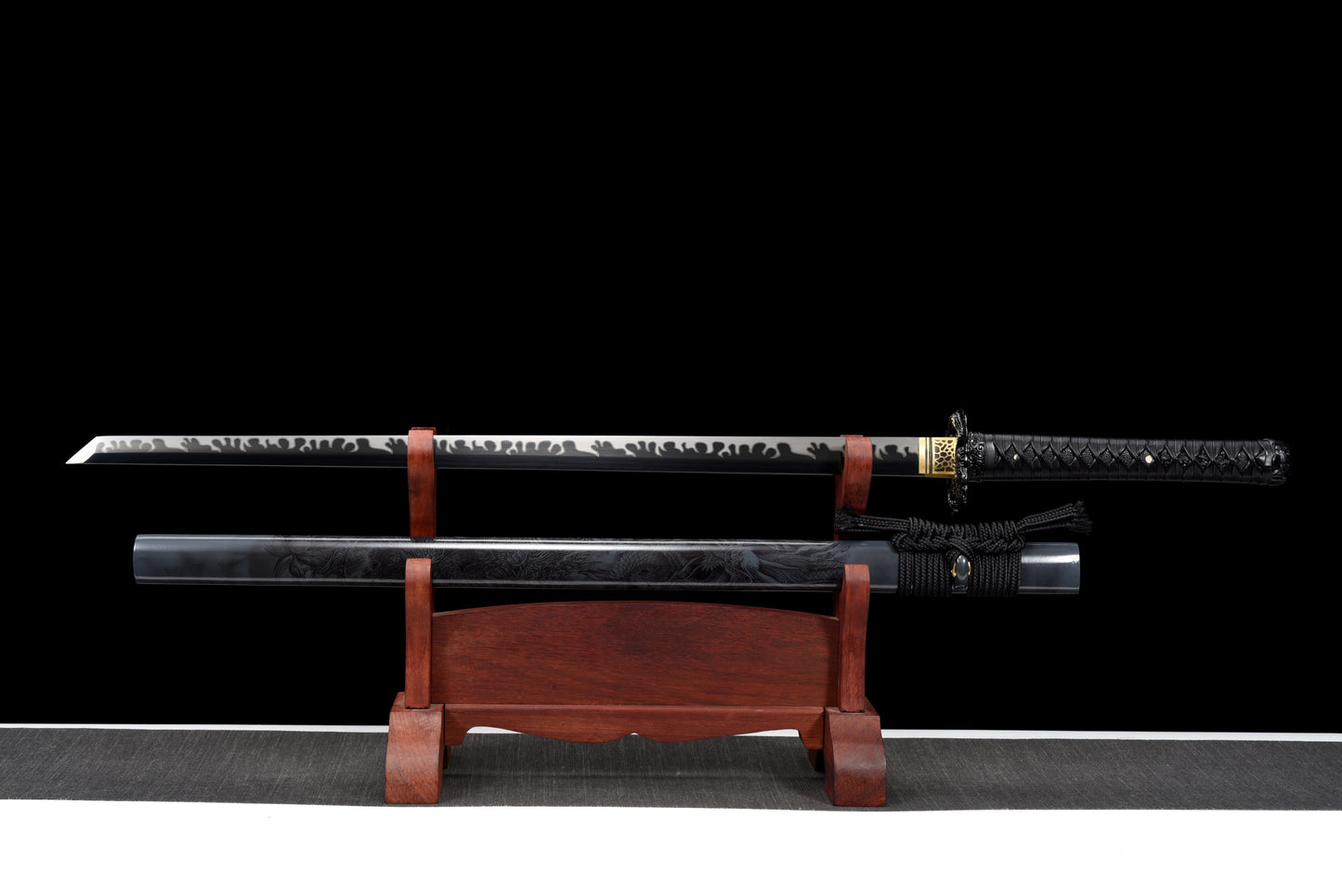 Handmade Ninjato Sword 1095 Carbon Steel Full Tang Black blade,Real katana sowrd