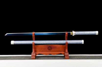 Handmade Ninja Sword High manganese steel Blue  blade full Tang blue printed sheath - 41 in,Real katana sowrd