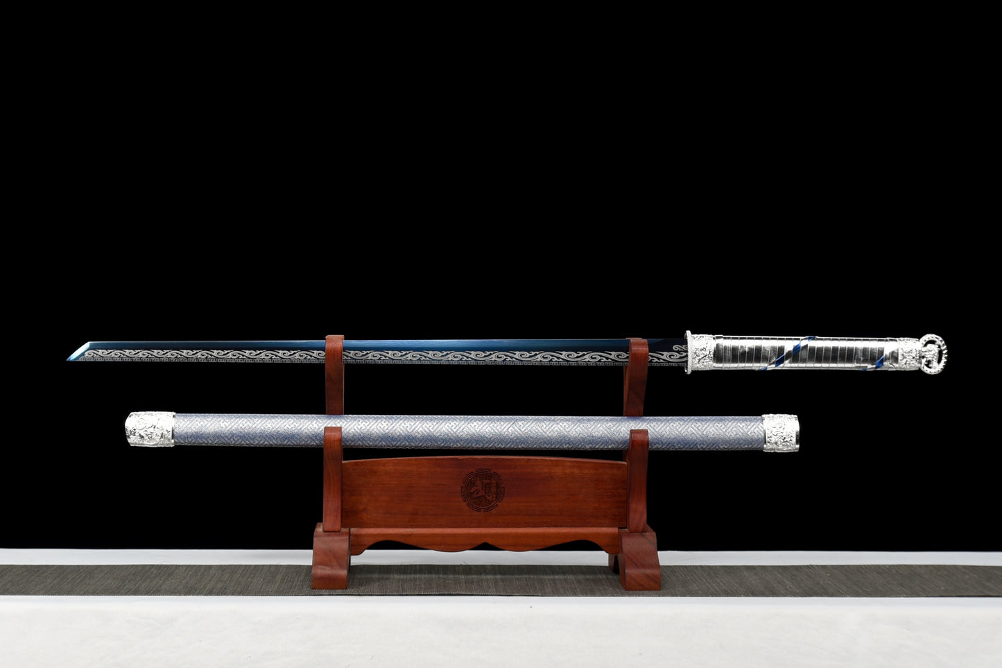 Handmade Ninja Sword High manganese steel Blue  blade full Tang blue printed sheath - 41 in,Real katana sowrd