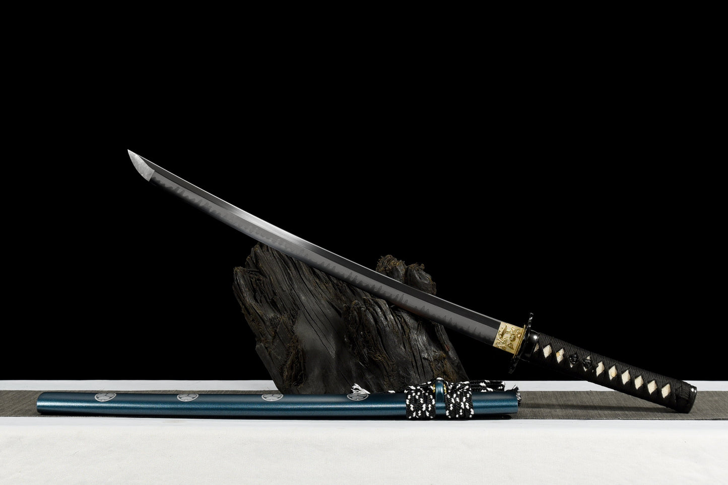 Handmade Full Tang Wakizashi Sword T10 Carbon Steel With Clay Tempered Blade - 31 in,Real katana sowrd