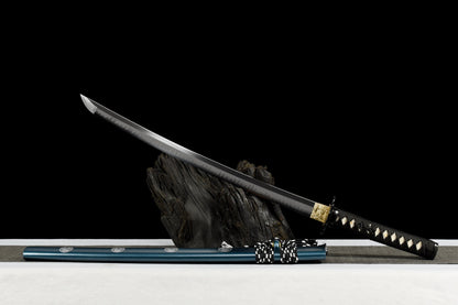 Handmade Full Tang Wakizashi Sword T10 Carbon Steel With Clay Tempered Blade - 31 in,Real katana sowrd