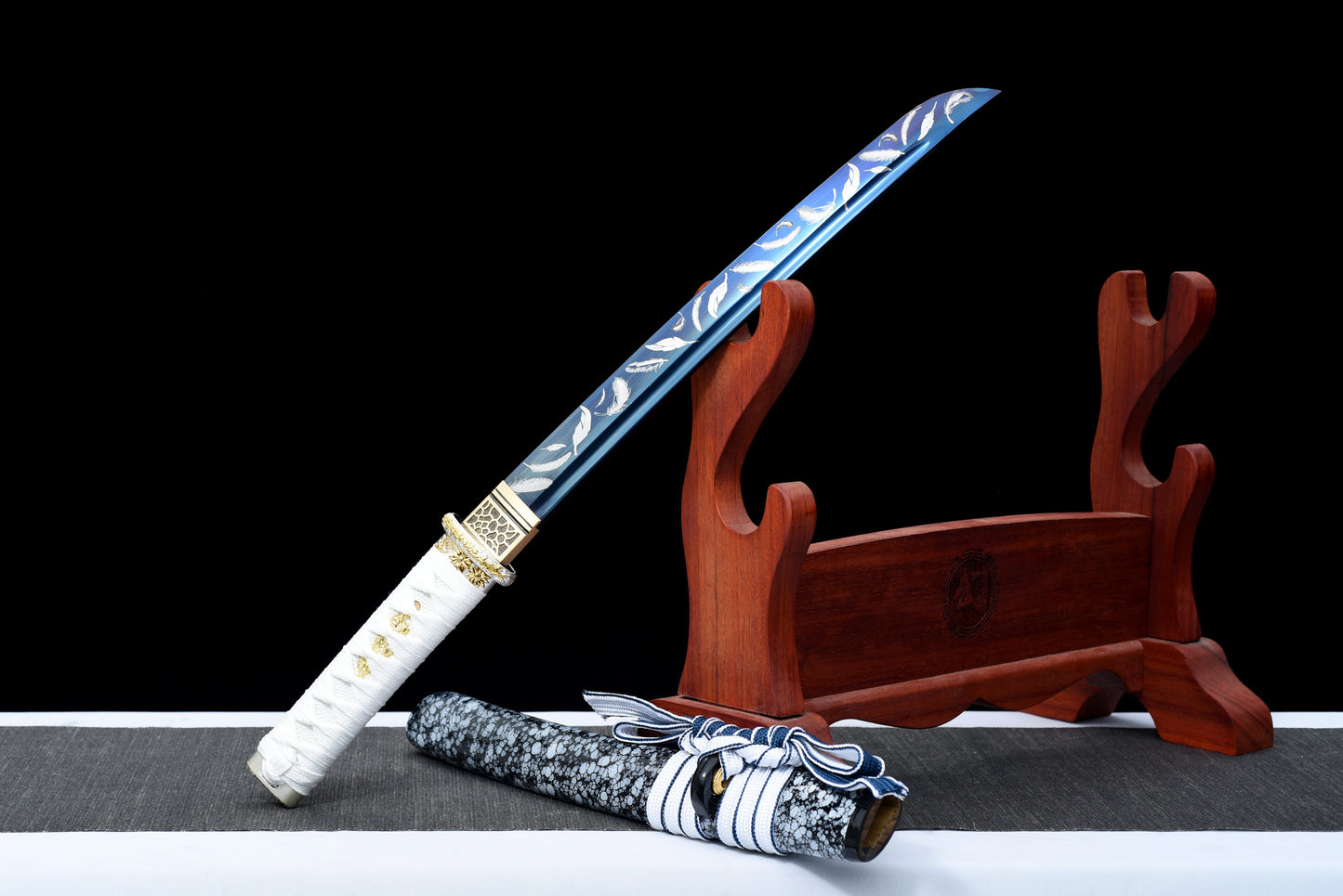 Handmade Full Tang Tanto Sword High manganese Blue steel Blade With scabbard - 21 in,Real katana sowrd