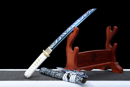 Handmade Full Tang Tanto Sword High manganese Blue steel Blade With scabbard - 21 in,Real katana sowrd