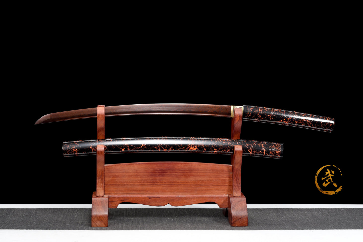 Handmade Wakizashi Sword Red Damascus steel With Scabbard - 31 in,Real katana sowrd