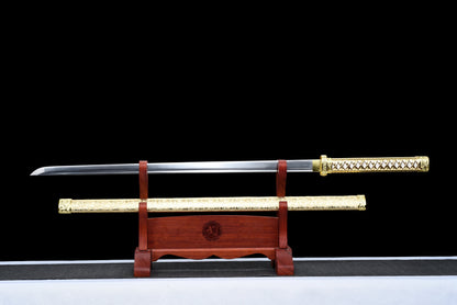 Handmade Ninja Sword High manganese steel blade full Tang gold sheath - 41 in,Real katana sowrd