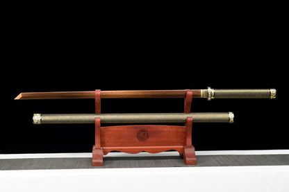 Handmade Ninjato Sword red Damascus steel steel Full Tang Leather sheath and leather wooden handle  - 41 in,Real katana sowrd