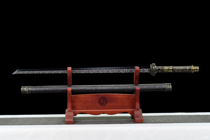 Handmade Ninjato Sword Spring steel steel black blade Full Tang black Scabbard  - 39.7 in,Real katana sowrd