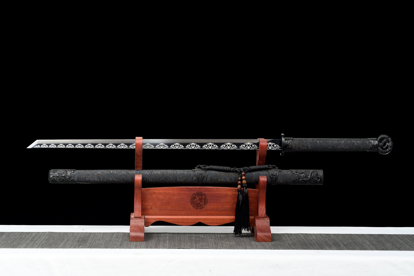 Handmade Ninjato Sword Spring steel Full Tang black Scabbard  - 42 in,Real katana sowrd