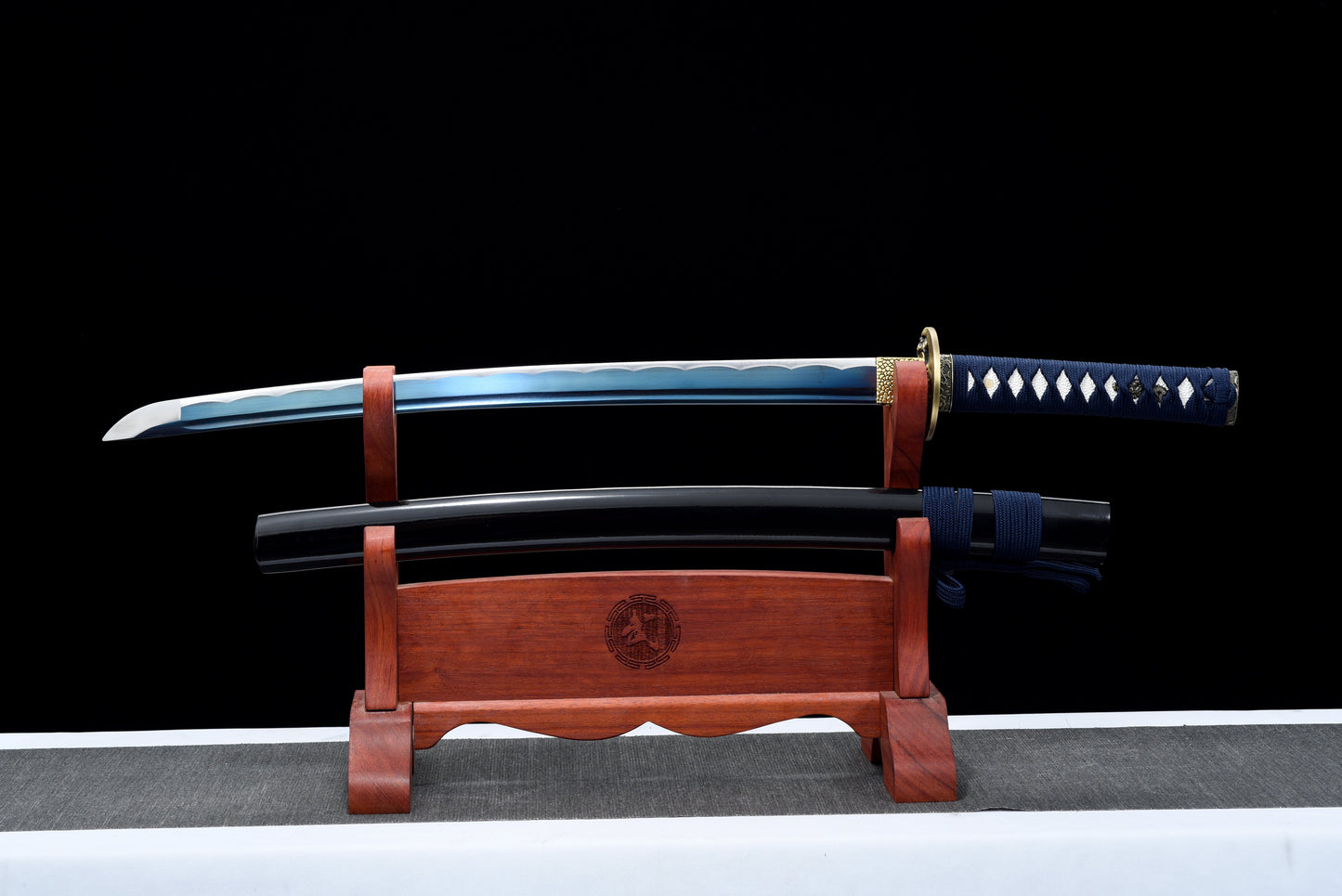 Handmade Wakizashi Sword 1045 high Carbon Steel With Blue Scabbard - 31 in,Real katana sowrd