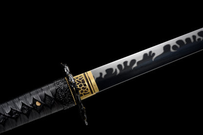 Handmade Ninjato Sword 1095 Carbon Steel Full Tang Black blade,Real katana sowrd