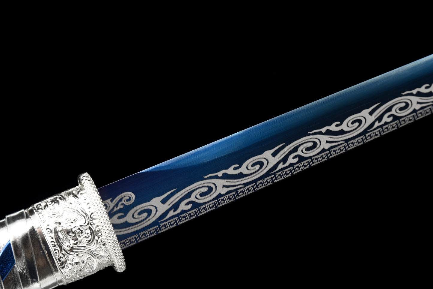 Handmade Ninja Sword High manganese steel Blue  blade full Tang blue printed sheath - 41 in,Real katana sowrd