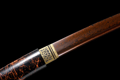 Handmade Wakizashi Sword Red Damascus steel With Scabbard - 31 in,Real katana sowrd