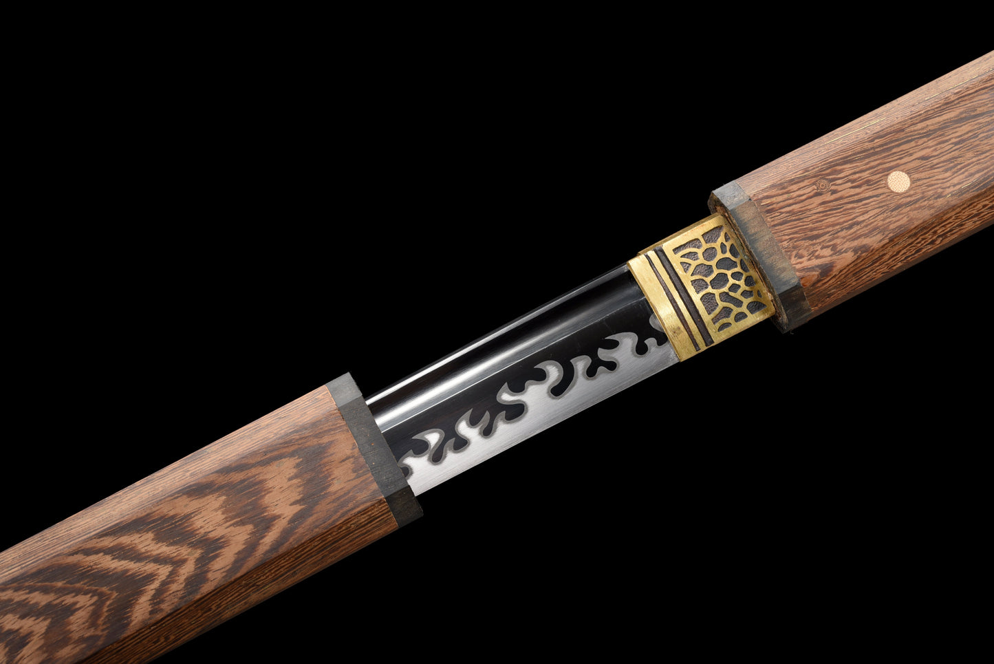 Handmade Ninja Sword High manganese steel blade full Tang Gold leather sheath - 42 in,Real katana sowrd