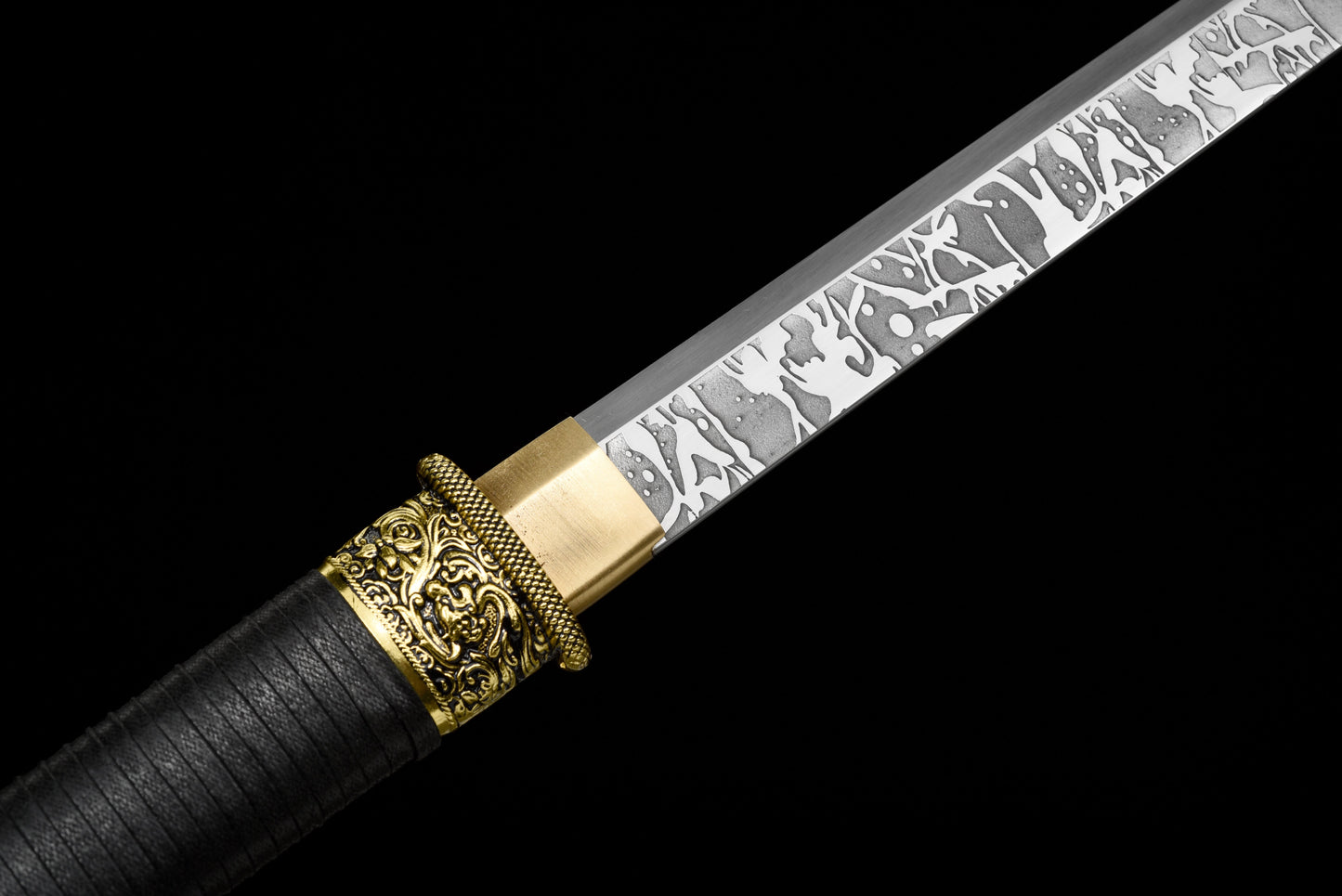 Handmade Ninja Sword Spring steel Carved pattern blade full Tang Red spot sheath - 42 in,Real katana sowrd