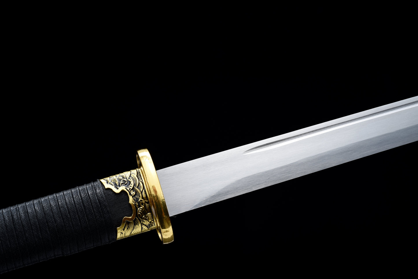 Handmade Ninja Sword High manganese steel blade full Tang Gold leather sheath - 42 in,Real katana sowrd