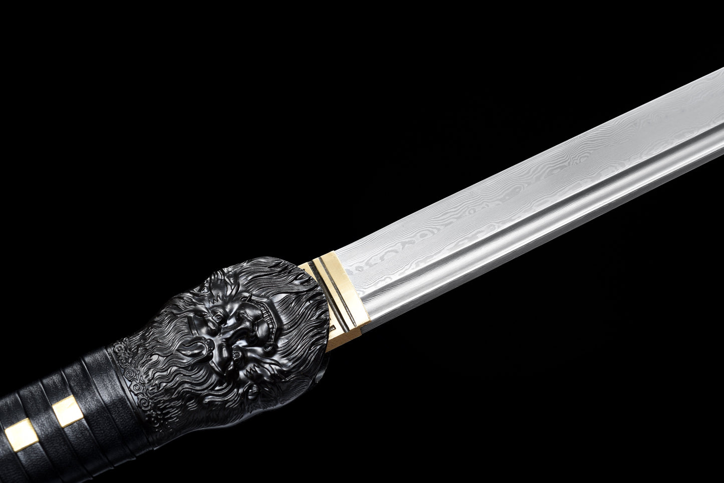 Handmade Ninjato Sword Damascus steel steel Full Tang Golden leather scabbard black cord handle ,Real katana sowrd
