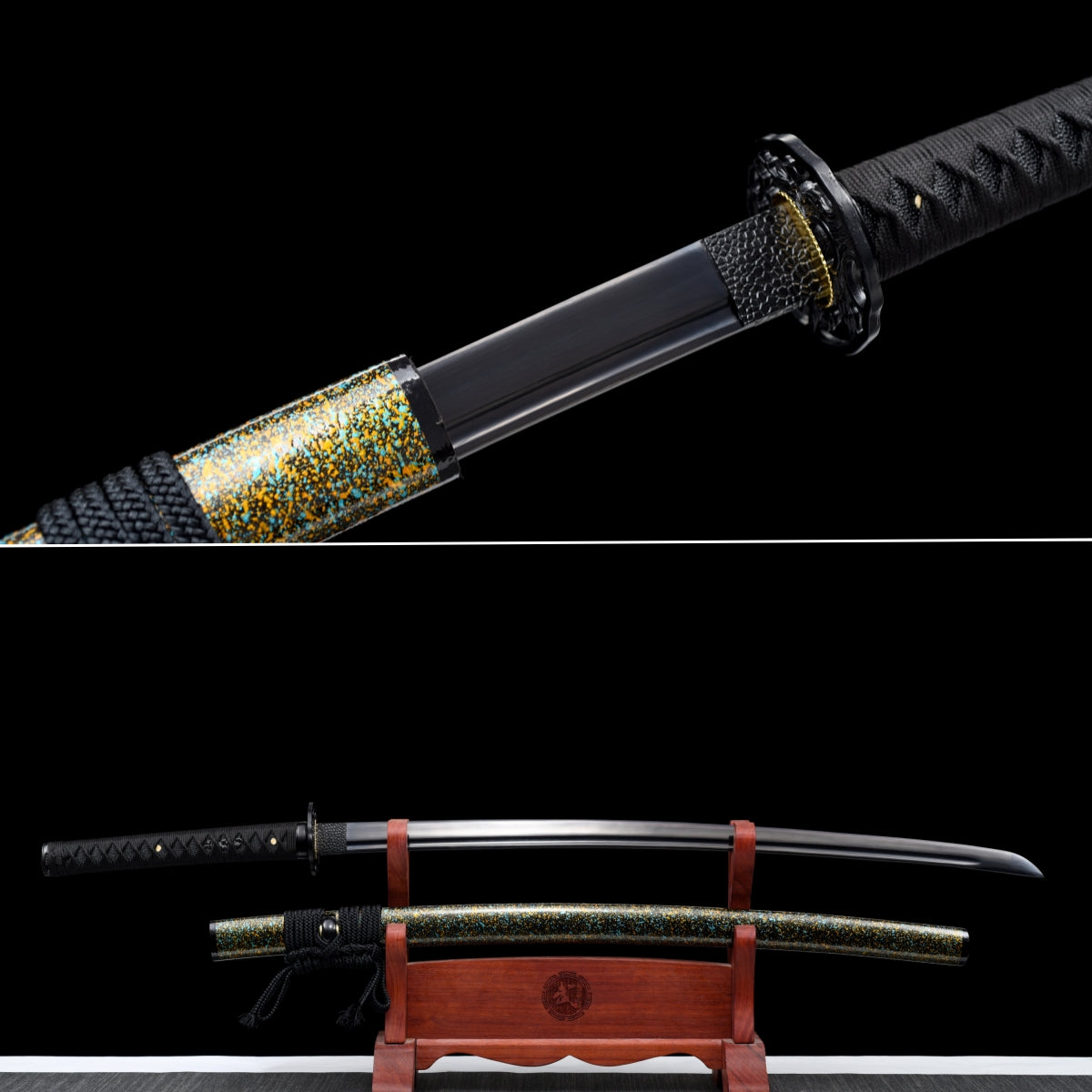 Handmade Full Tang Katana 1060 high carbon steel Black blade ,Real katana sowrd