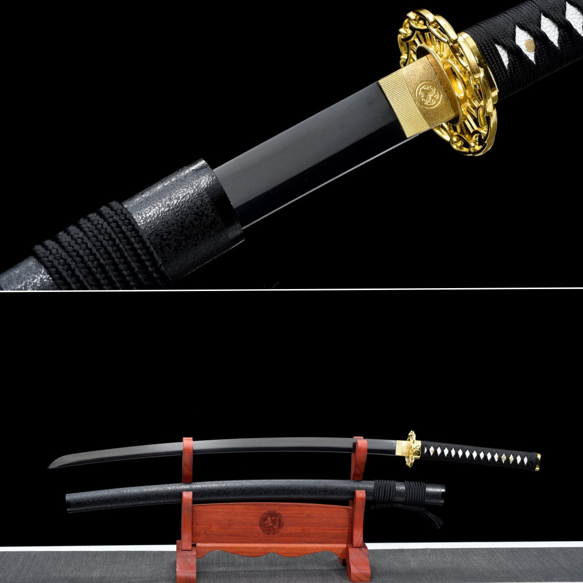 Handmade Full Tang Katana 1095 High carbon steel Black Blade ,Real katana sowrd