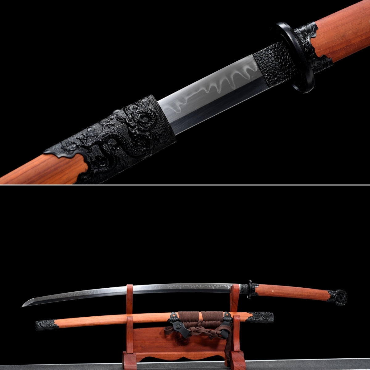 Handmade Full Tang T10 Carbon Steel Full Tang Blade with Real Hamon TACHI SWORDS  41 inches,Real katana sowrd